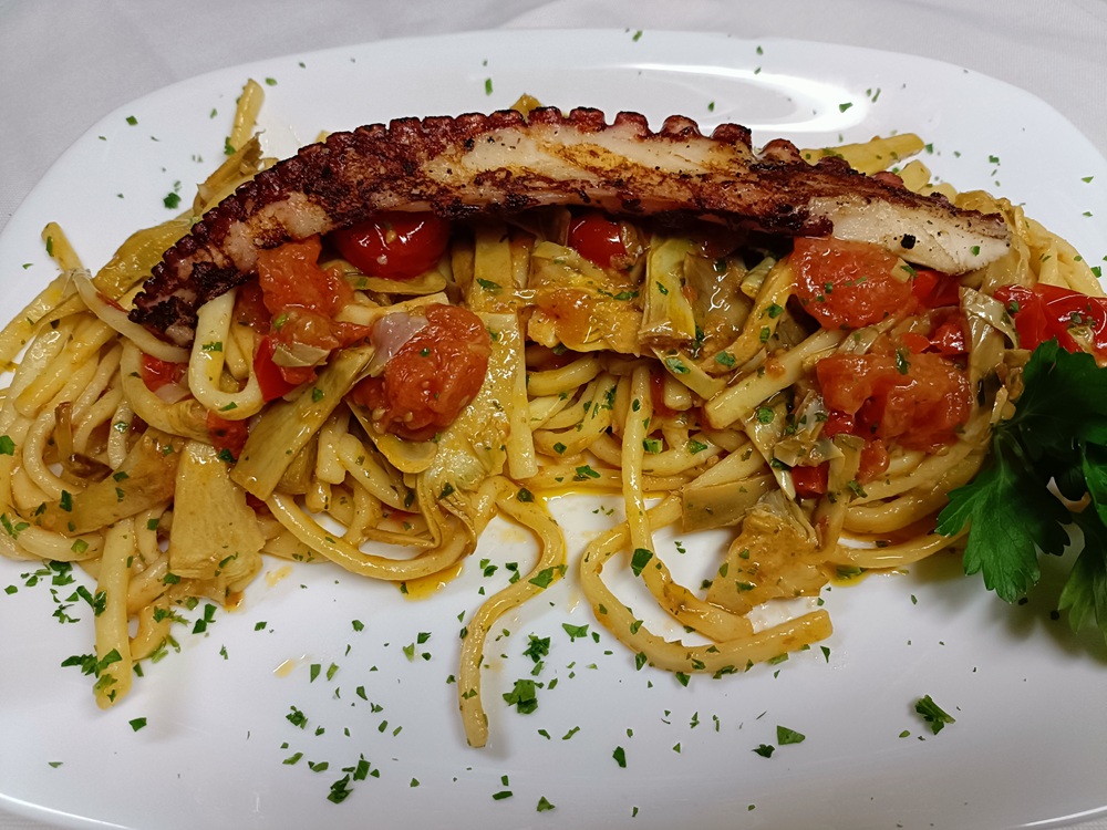Scialatielli ai Carciofi e Polipo Scottato